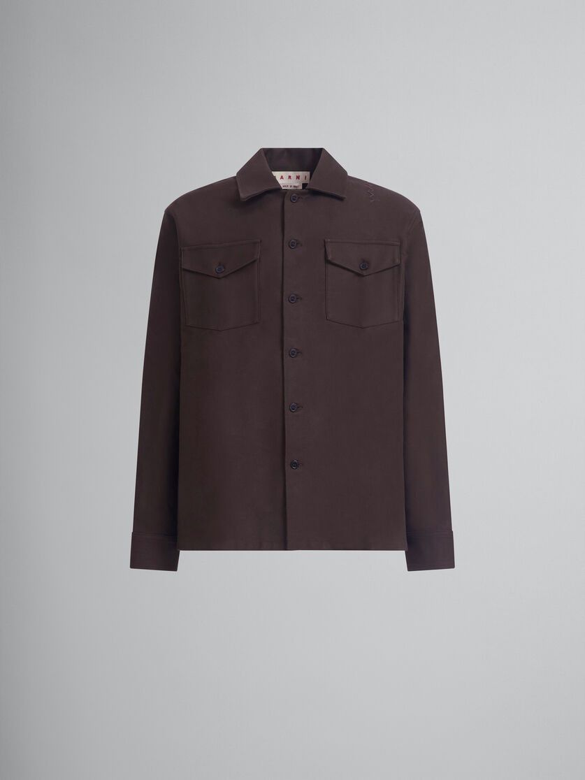 Marni o1w1db11025 Organic Cotton Satin Shirt in Brown Size US L / EU 52-54 / 3 - 1 Thumbnail