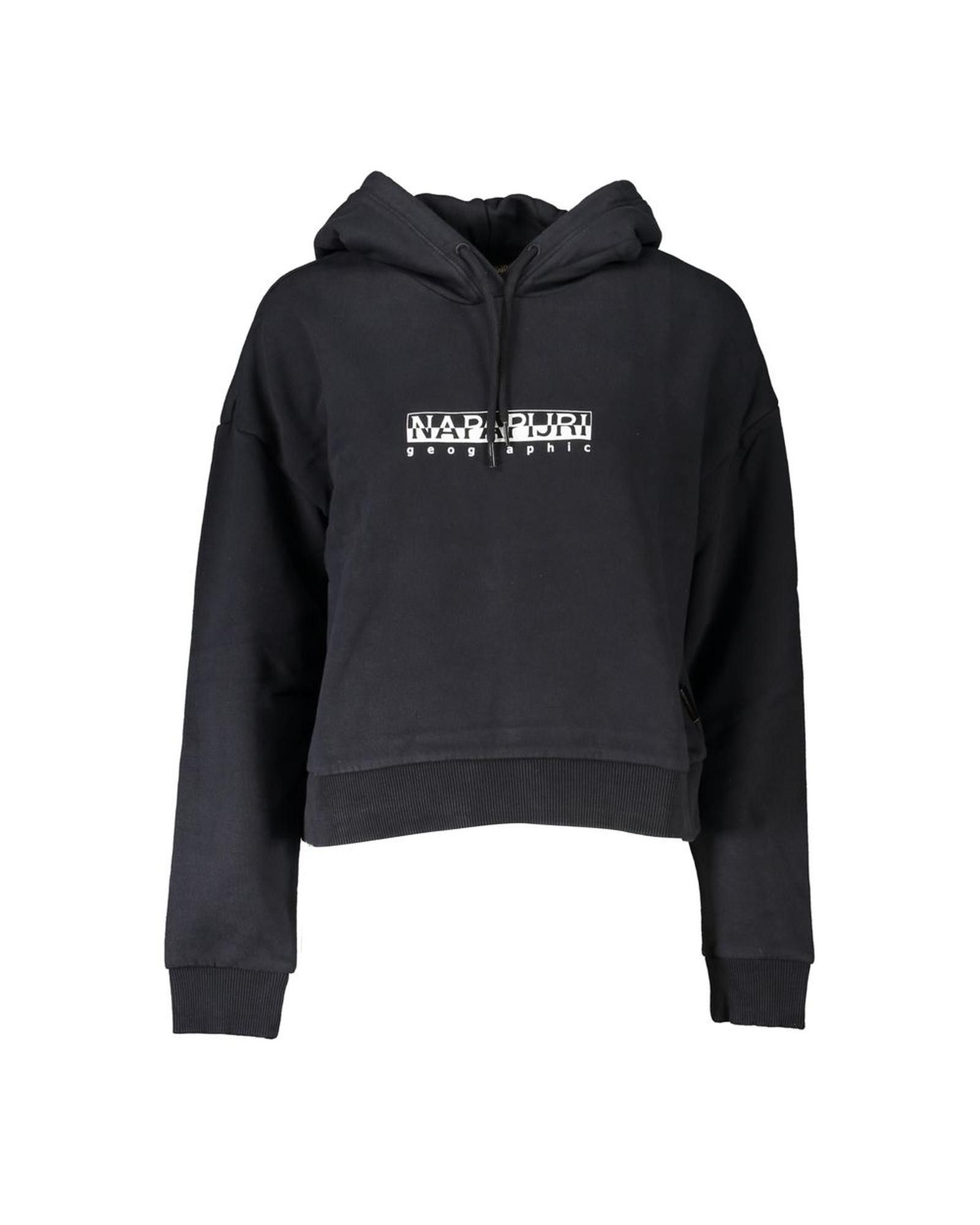 image of Napapijri Hooded Sweater With Logo Print in Black, Women's (Size XS)