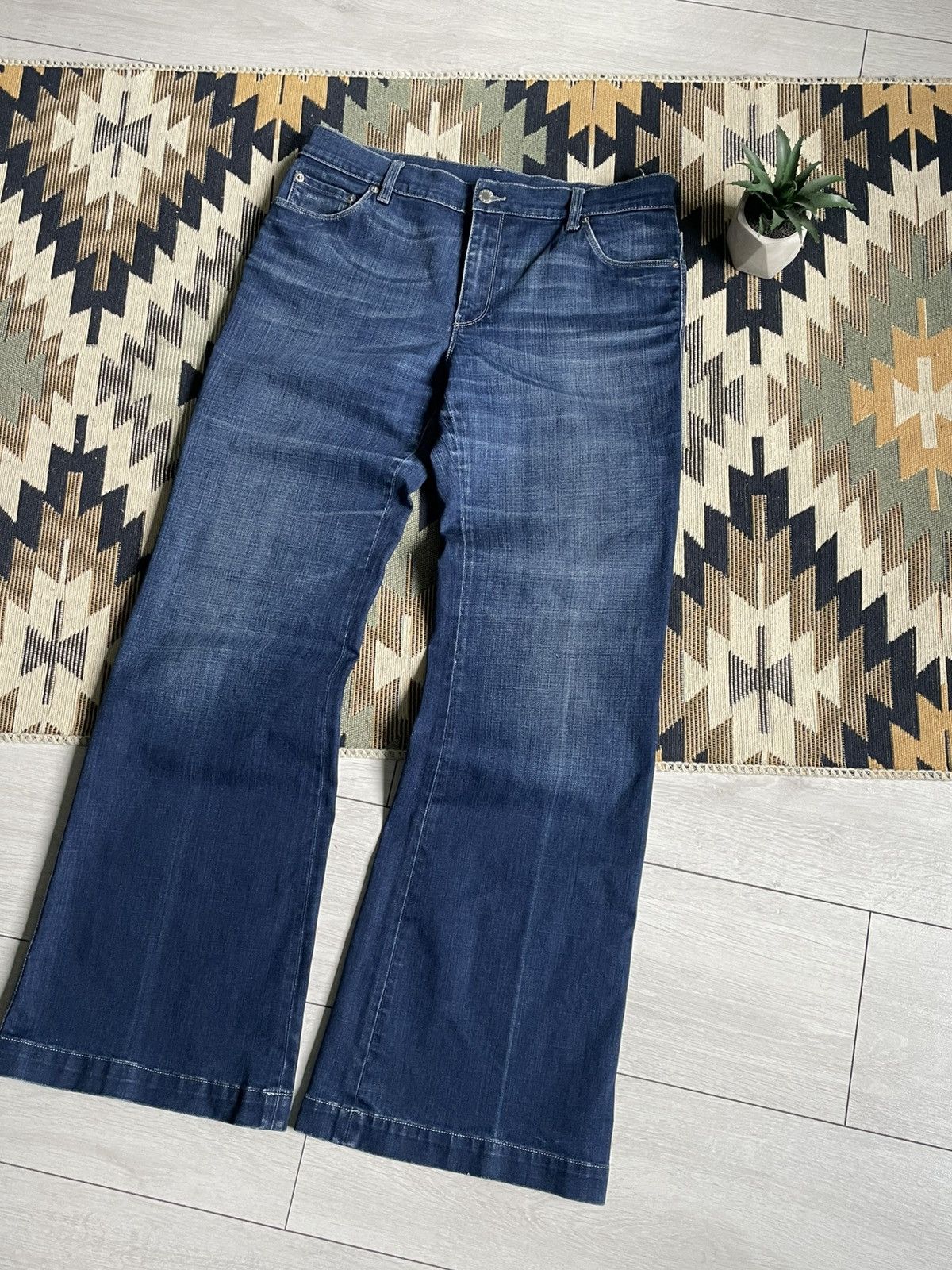Vintage Vintage Prada Baggy Y2K Denim Flared Jeans Size 30" / US 8 / IT 44 - 7 Thumbnail