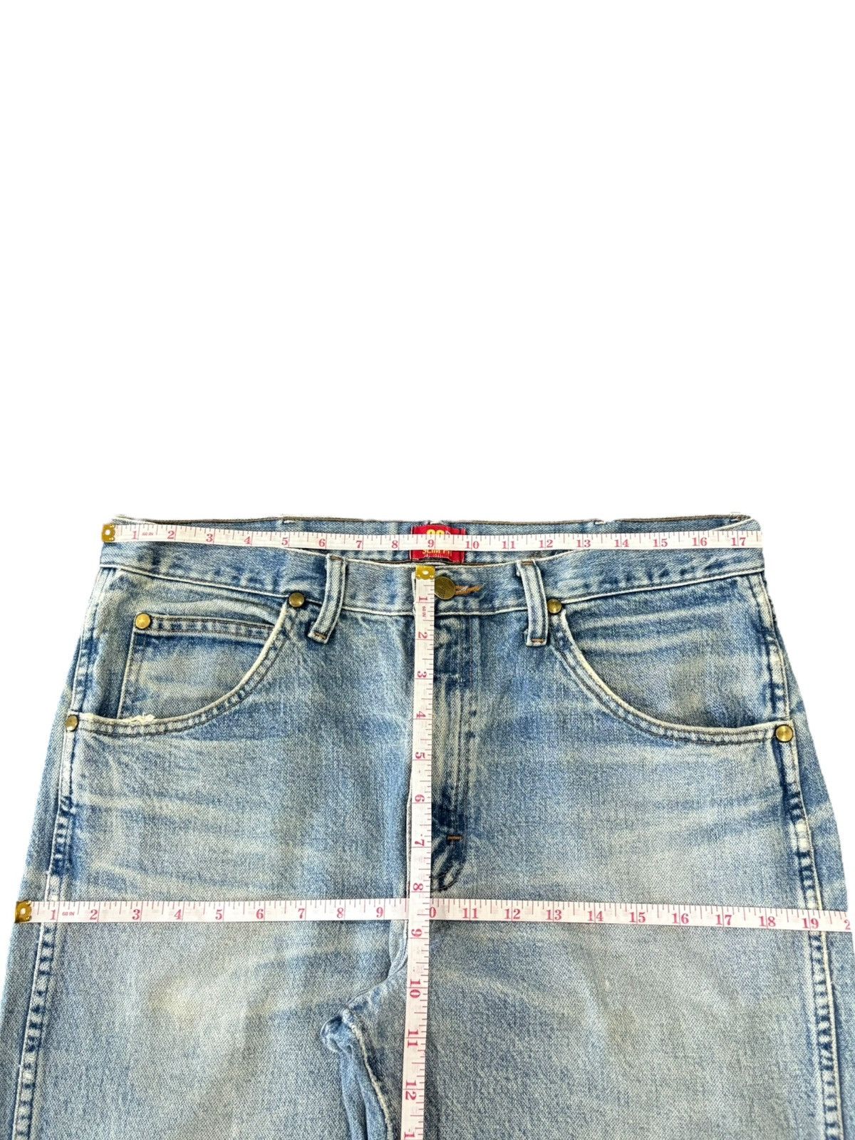 Wrangler Vintage 90s Wrangler Blue Wash Distressed Loose Jeans Size 35" - 7 Thumbnail