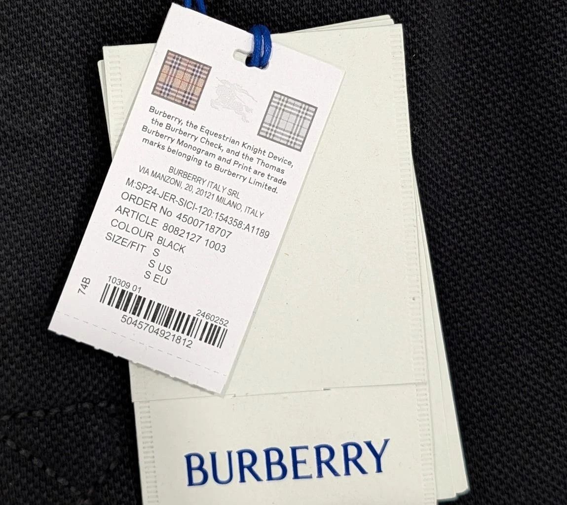 Burberry BURBERRY Contrast Cuff Pique Polo Shirt Black/Green Small Size US S / EU 44-46 / 1 - 9 Thumbnail