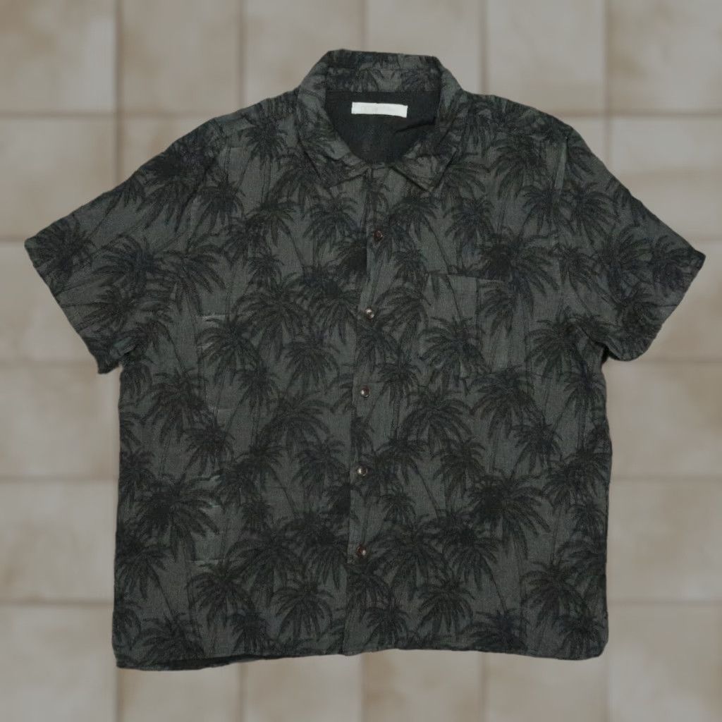 Outerknown Outerknown Shirt Mens Large Gray Black Palm Tree Linen Short Sleeve Button Up Size US L / EU 52-54 / 3 - 1 Thumbnail