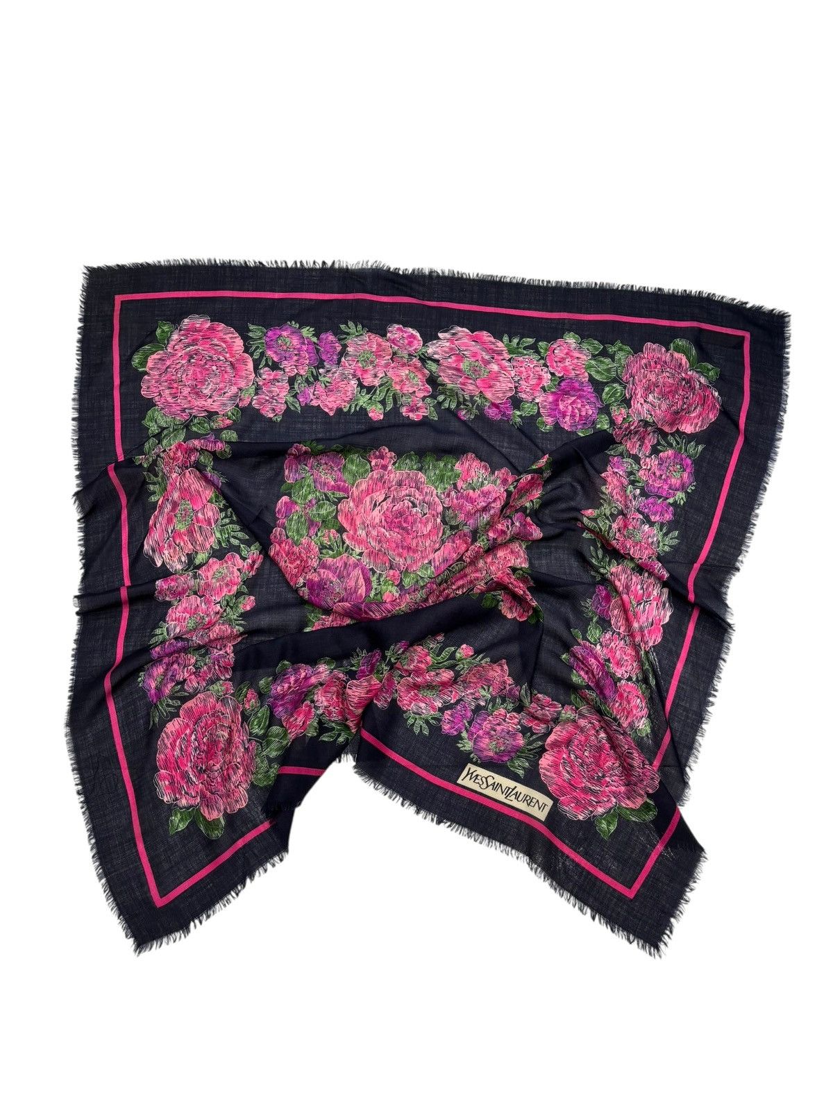 Yves Saint Laurent 🔥YVES SAINT LAURENT FLORAL SCARF Size ONE SIZE - 3 Thumbnail