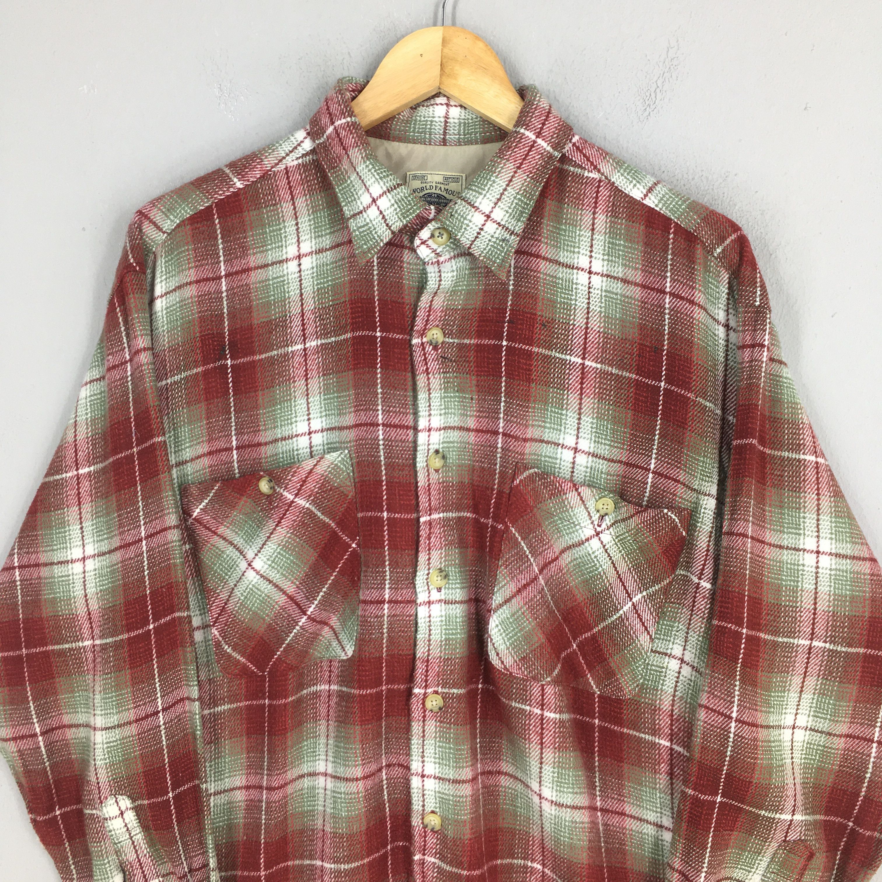 Vintage Vintage 1980s Plaid Shadow Tartan Checkered Flannel Size US L / EU 52-54 / 3 - 2 Thumbnail