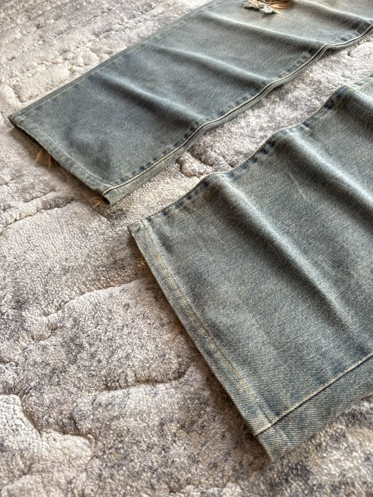 Japanese Brand Vintage Wrangler Mud Wash Distressed Baggy Selvedge Jeans Size US 29 - 12 Thumbnail