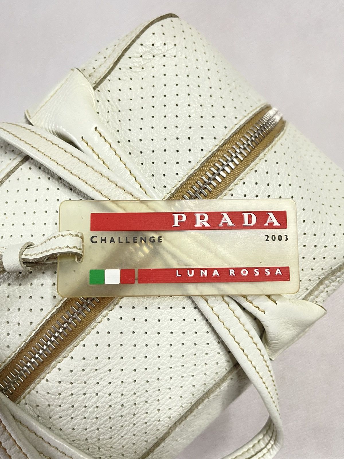 Prada *SOLD* Vintage 2003 Prada Luno Rossa Sport Leather Hand Bag Size ONE SIZE - 13 Thumbnail