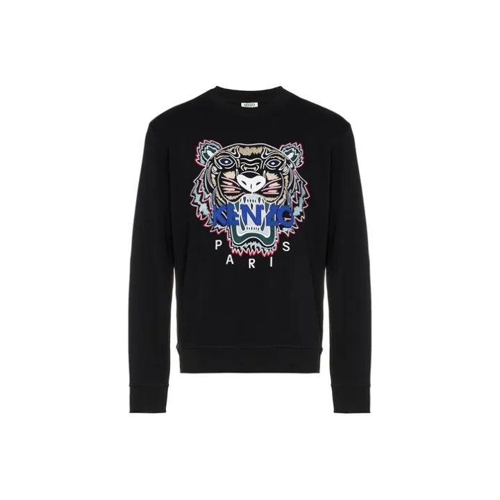KENZO Tiger Embroidered Black Sweatshirt for Men 0079