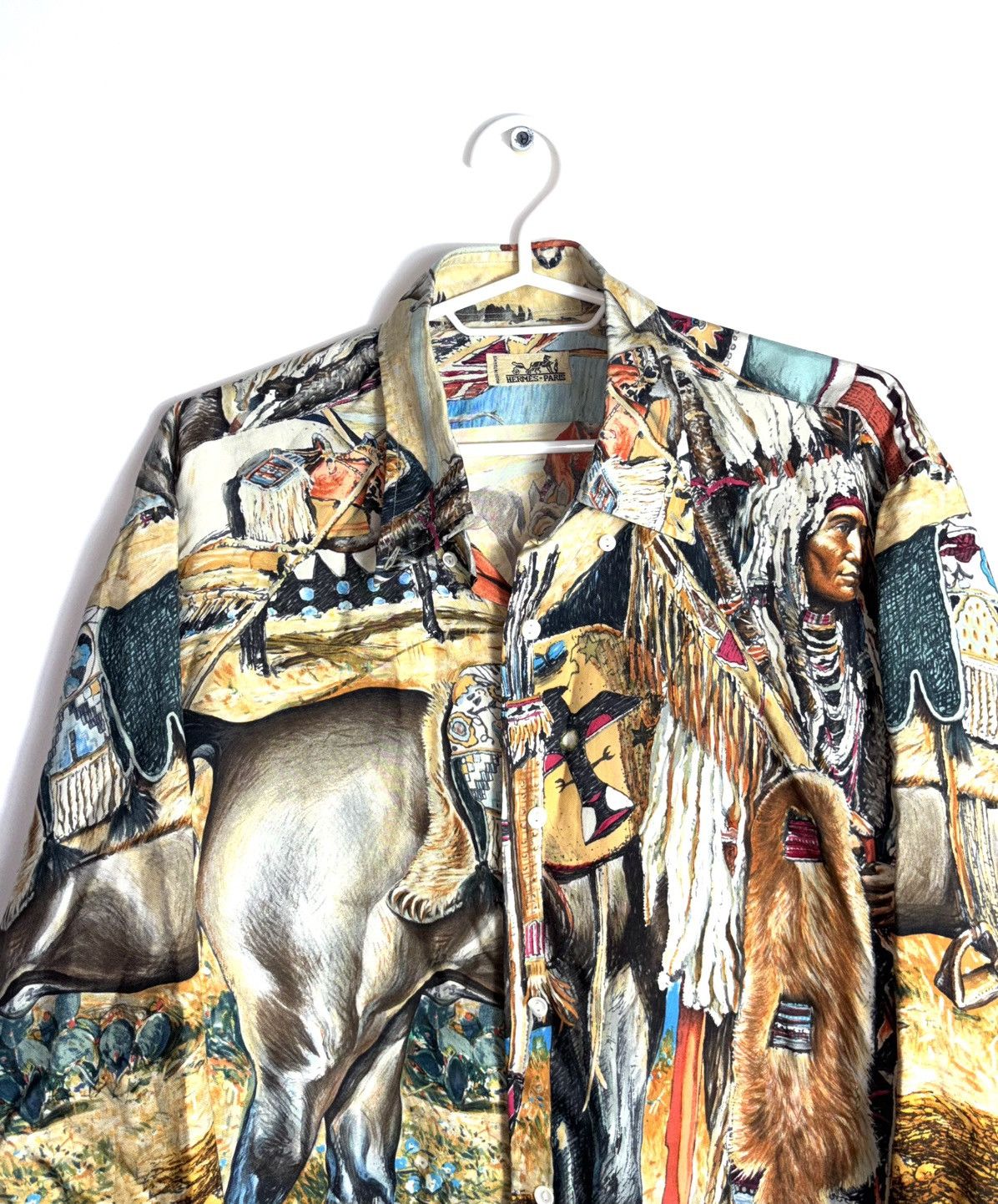 Hermes Vintage Hermes Les Cheyennes silk shirt Size US M / EU 48-50 / 2 - 3 Thumbnail