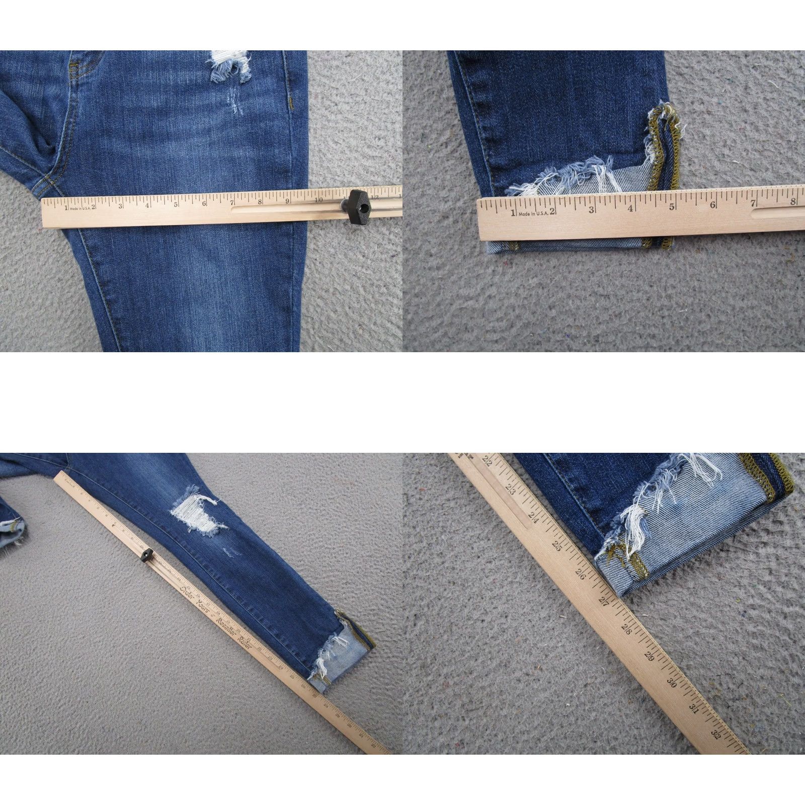 Denime Judy Blue Womens Cuffed Distressed Denim Skinny Fit Blue Jeans 9/29 Regular Size 29 Womens Jeans Blue Skinny Womens Size 29" - 8 Thumbnail