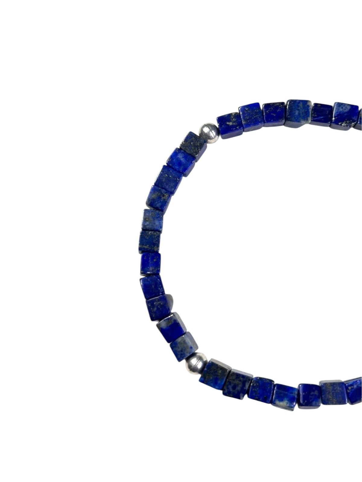 Vintage STERLING SILVER AND CUBE CUT LAPIS LAZULI BRACELET Size ONE SIZE - 6 Thumbnail