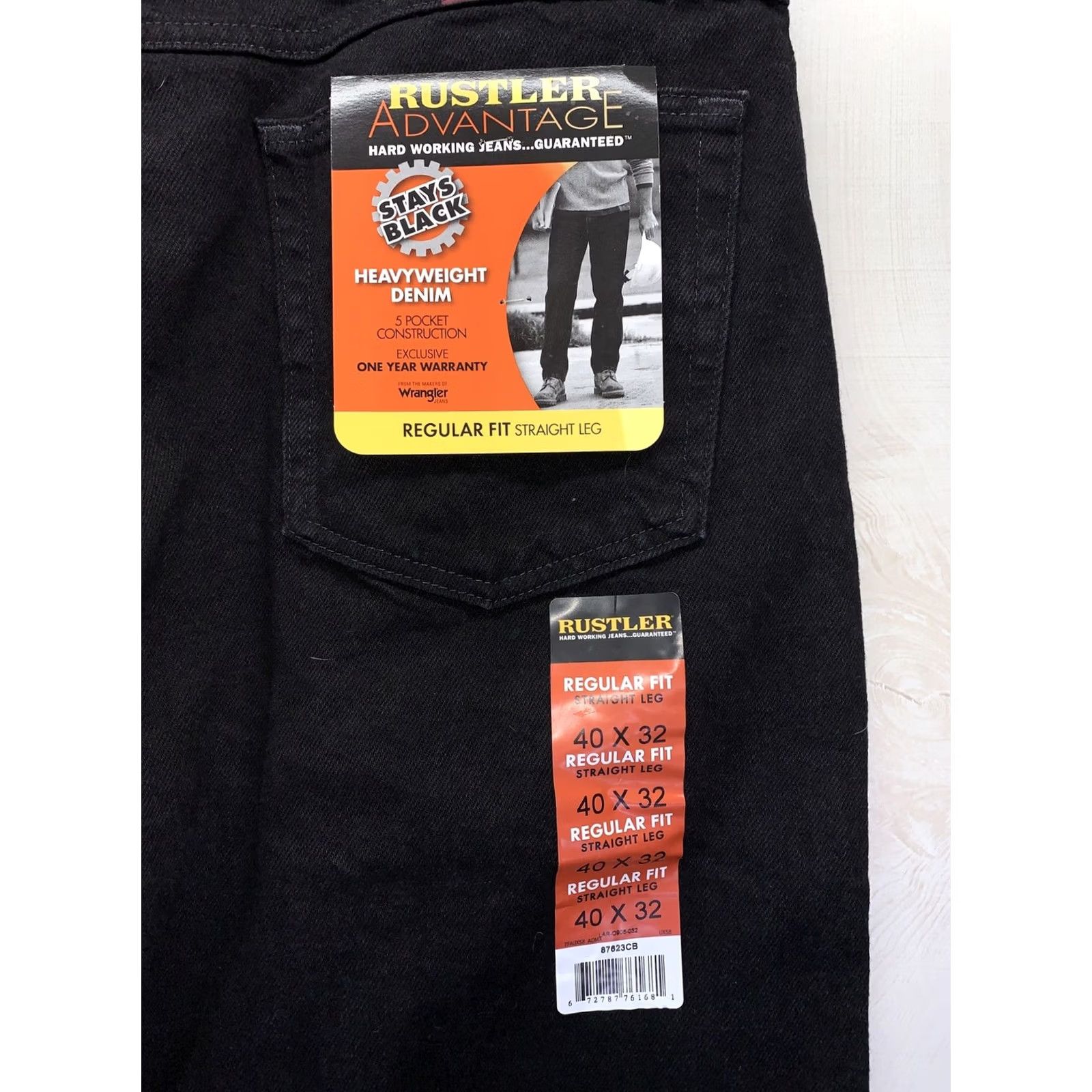 Denime Rustler Jeans Main Selling Point Regular Fit Straight Leg Mens 40x32 Denim Blue NWT-4115 Size US 40 / EU 56 - 6 Thumbnail