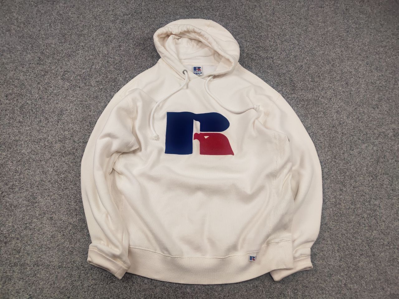 Russell Athletic Russell Athletic Big Logo Beige Hoodie Vintage USA Style Size US M / EU 48-50 / 2 - 2 Thumbnail
