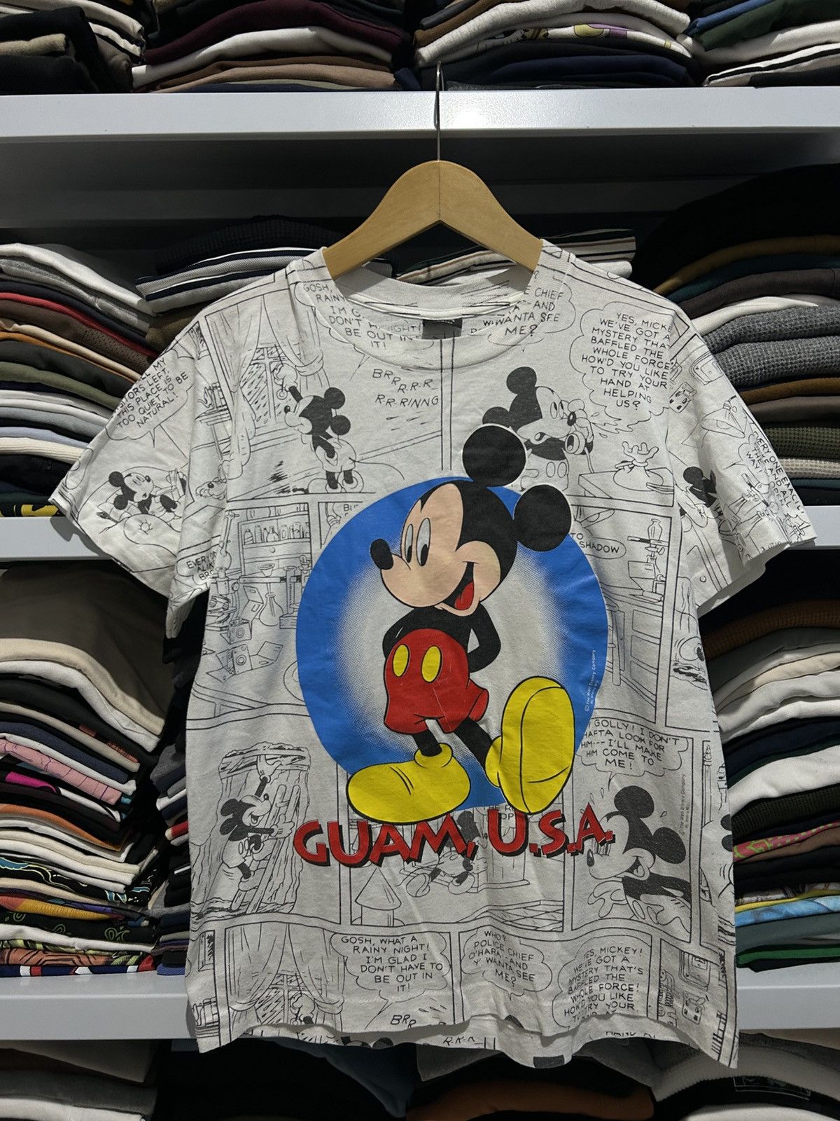 Disney Vintage 90s Mickey mouse AOP guam USA movie Tee by tag FOTL Size US M / EU 48-50 / 2 - 1 Thumbnail