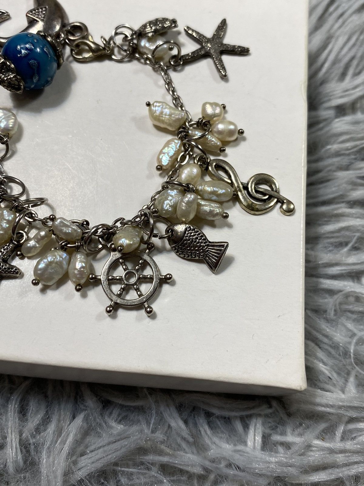 Jewelry Silver Charm Bracelet with Pearls japanese brand Size ONE SIZE - 3 Thumbnail