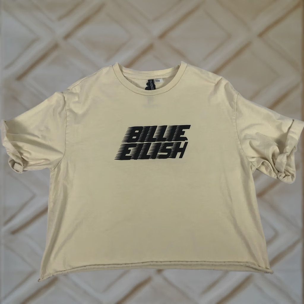 H&M Billie Eilish x H&M Neutrals Boxy Tan Crop T-Shirt Size S Womens T-Shirt Brown Short Sleeve Crop Top 20 in Chest 20 in Length Size S / US 4 / IT 40 - 1 Thumbnail