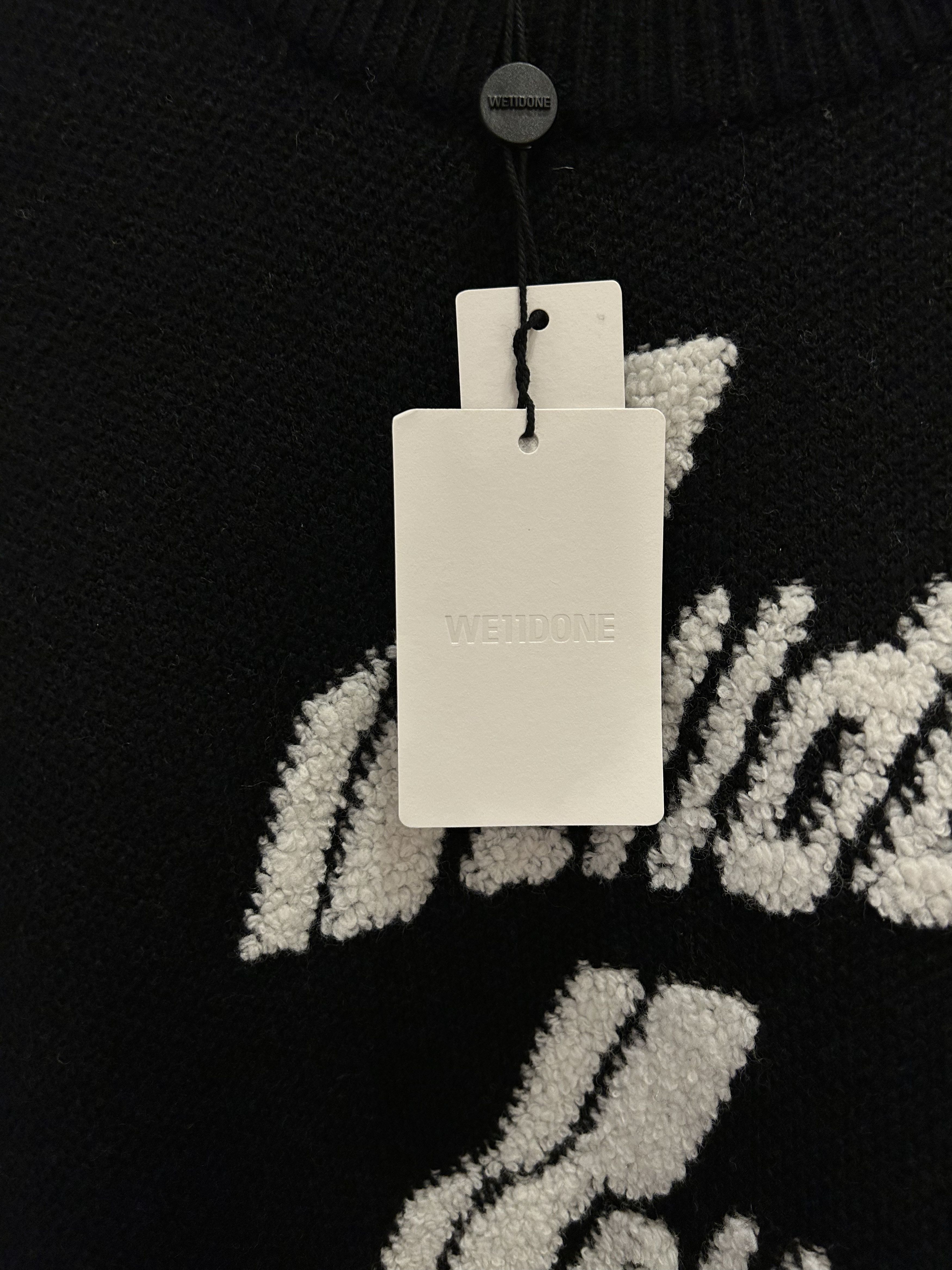 WE11DONE Black Logo Pile Knit Sweater Size US L / EU 52-54 / 3 - 3 Thumbnail