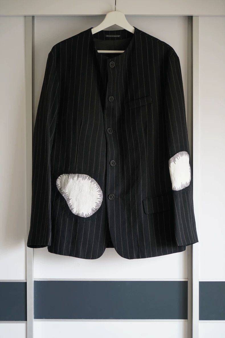 Yohji Yamamoto Yohji Yamamoto Yohji Yamamoto Striped Suit with White Patc Size US S / EU 44-46 / 1 - 1 Thumbnail
