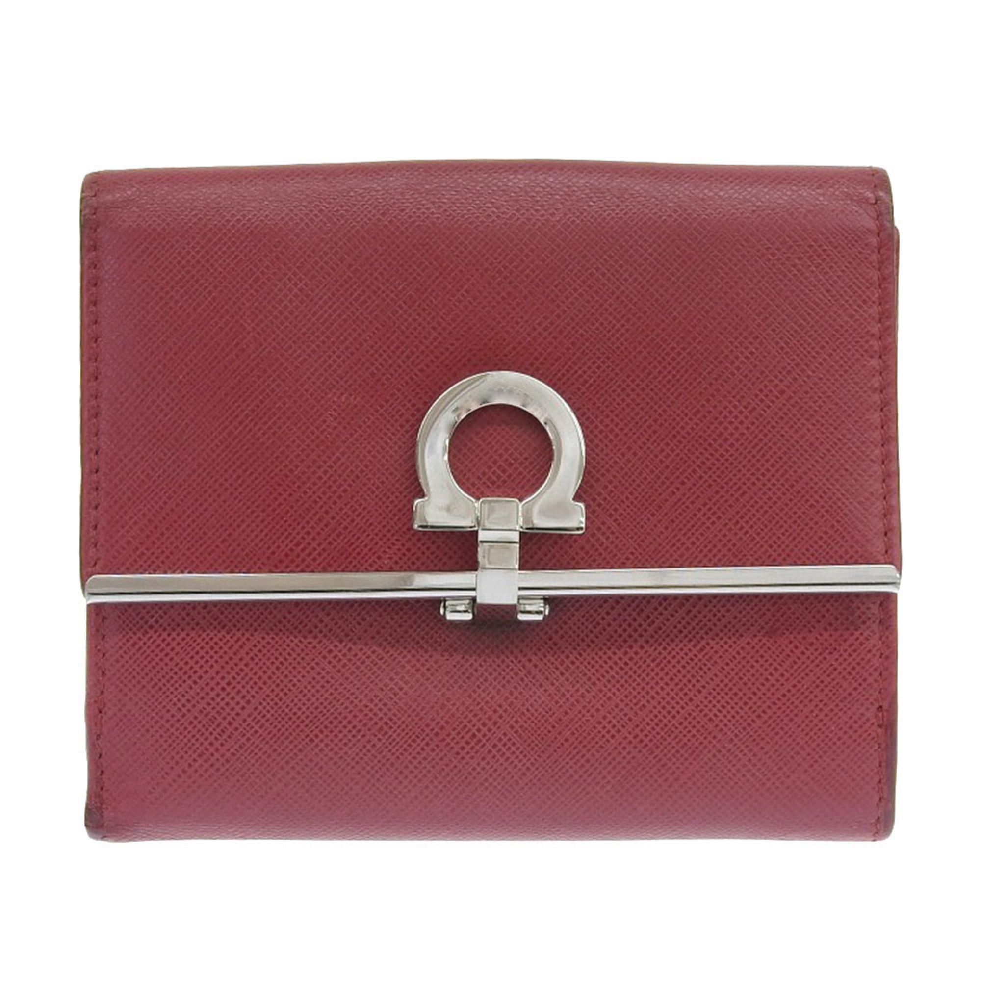 Salvatore Ferragamo Gancini double bifold wallet in red leather