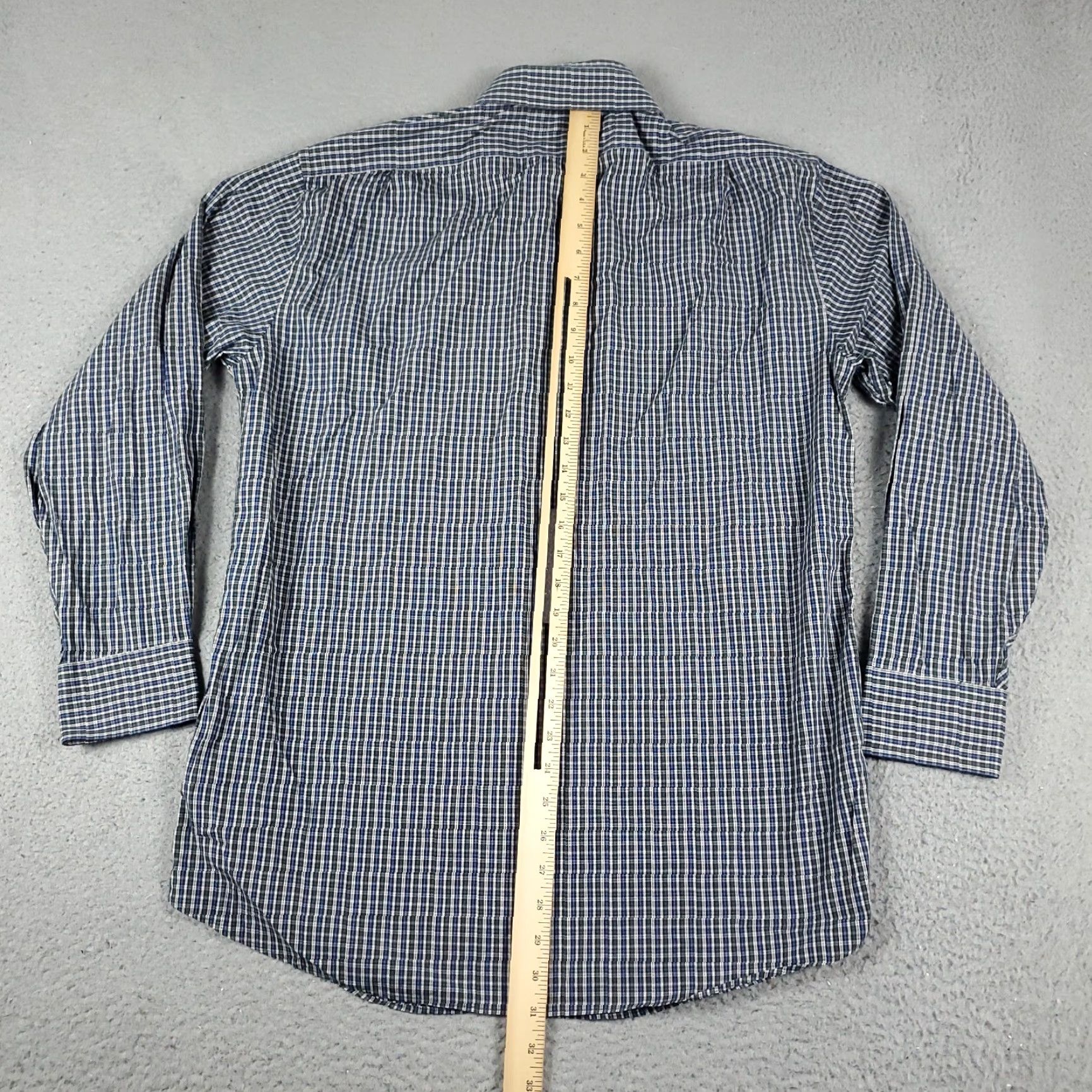 Tommy Hilfiger VINTAGE Tommy Hilfiger Shirt Mens 15.5 Blue Plaid Dress Button Up Long Sleeve None Size 40R - 3 Thumbnail