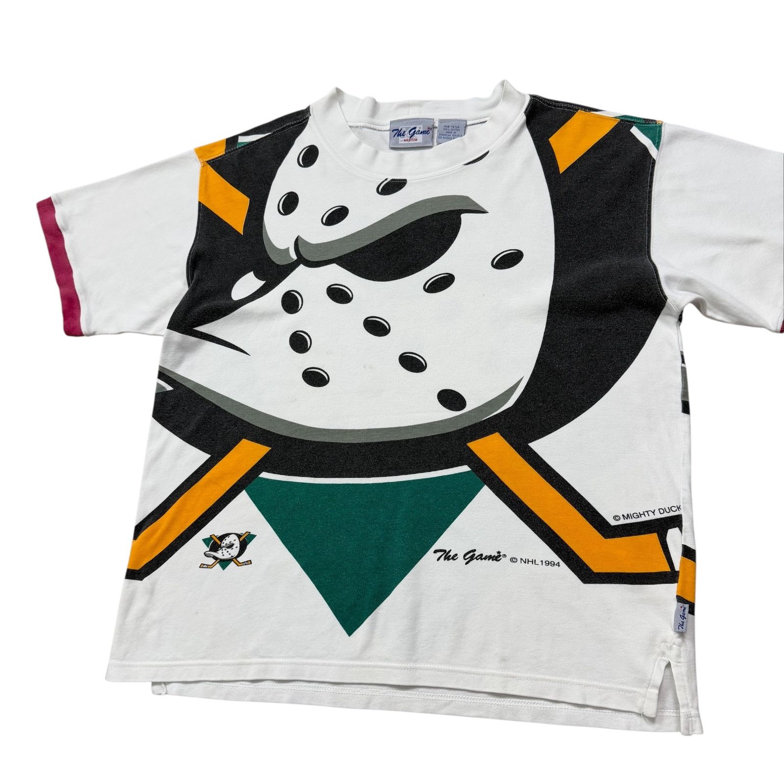 NHL VTG 90s MIGHTY DUCKS 1994 THE GAME BIG LOGO AOP T-SHIRT Size US M / EU 48-50 / 2 - 3 Thumbnail