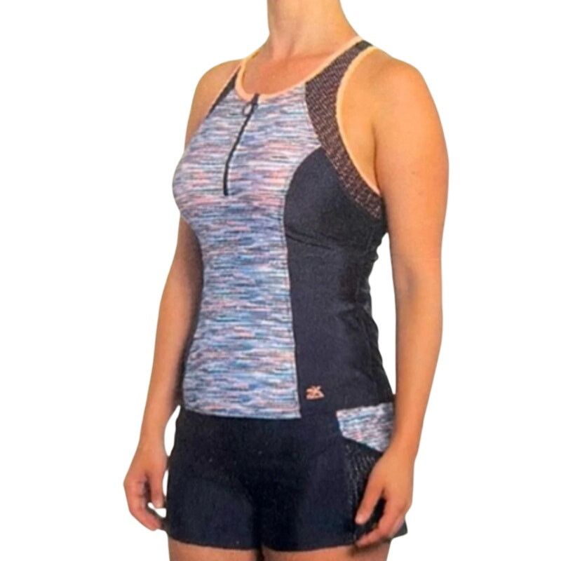ZeroXposur 1/4 Zip Front Sun Smart Scuba Tankini Racerback Swim Top Size L / US 10 / IT 46 - 2 Thumbnail