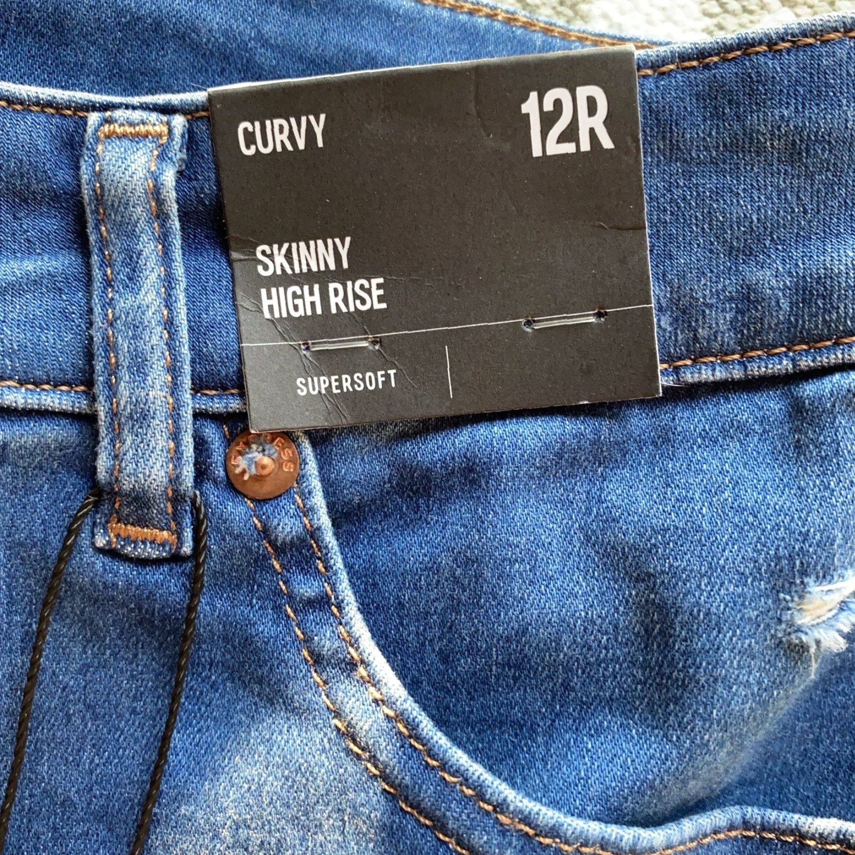 Express Express Jeans Skinny Womens 12R High Rise Stretch Distressed 5-Pocket Denim Blue Modern Winter Summer Spring Fall New with tags Size 34" / US 12 / IT 48 - 5 Thumbnail