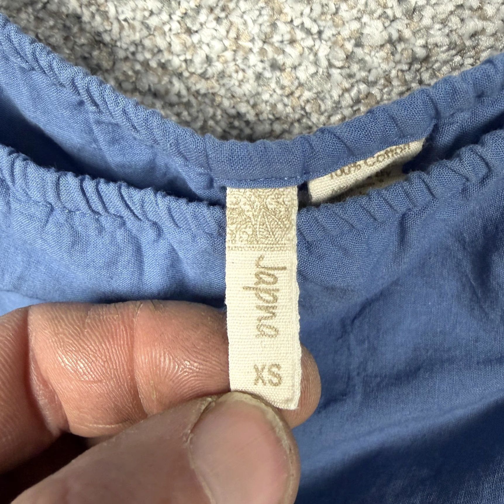 Vintage Japna Top XS Blue Cropped Eyelet Embroidered Scallop Hem Boho Cottagecore Fairy Womens Size XS / US 0-2 / IT 36-38 - 4 Thumbnail