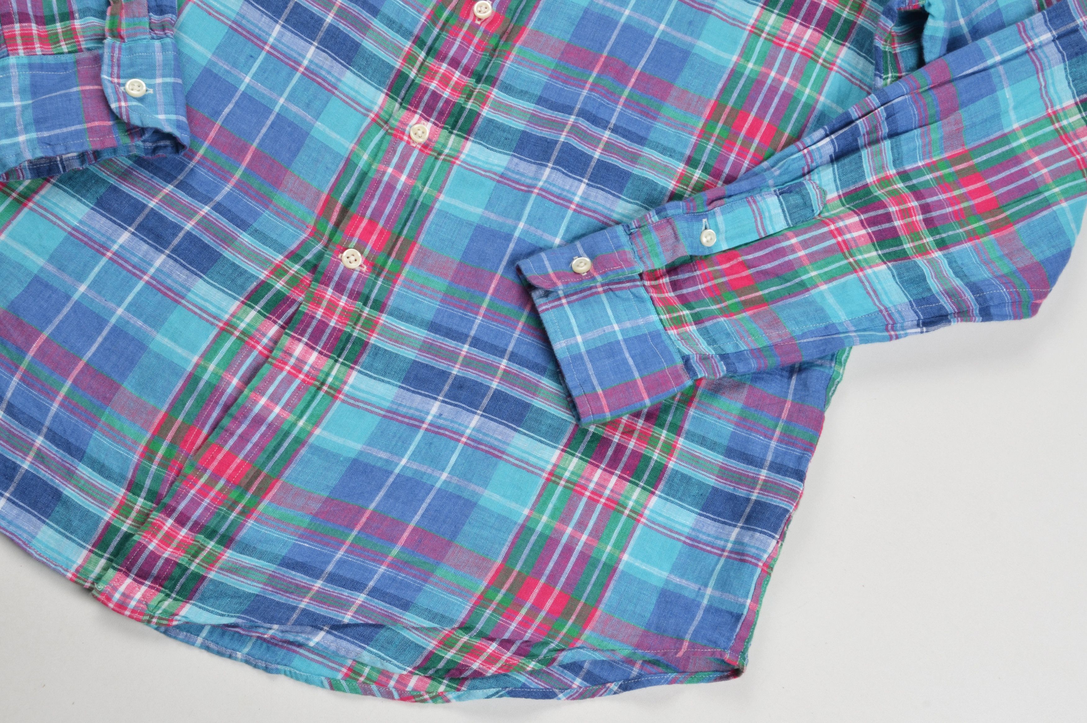 Ralph Lauren Vintage Ralph Lauren Linen Plaid Long Sleeve Shirt Size US L / EU 52-54 / 3 - 3 Thumbnail