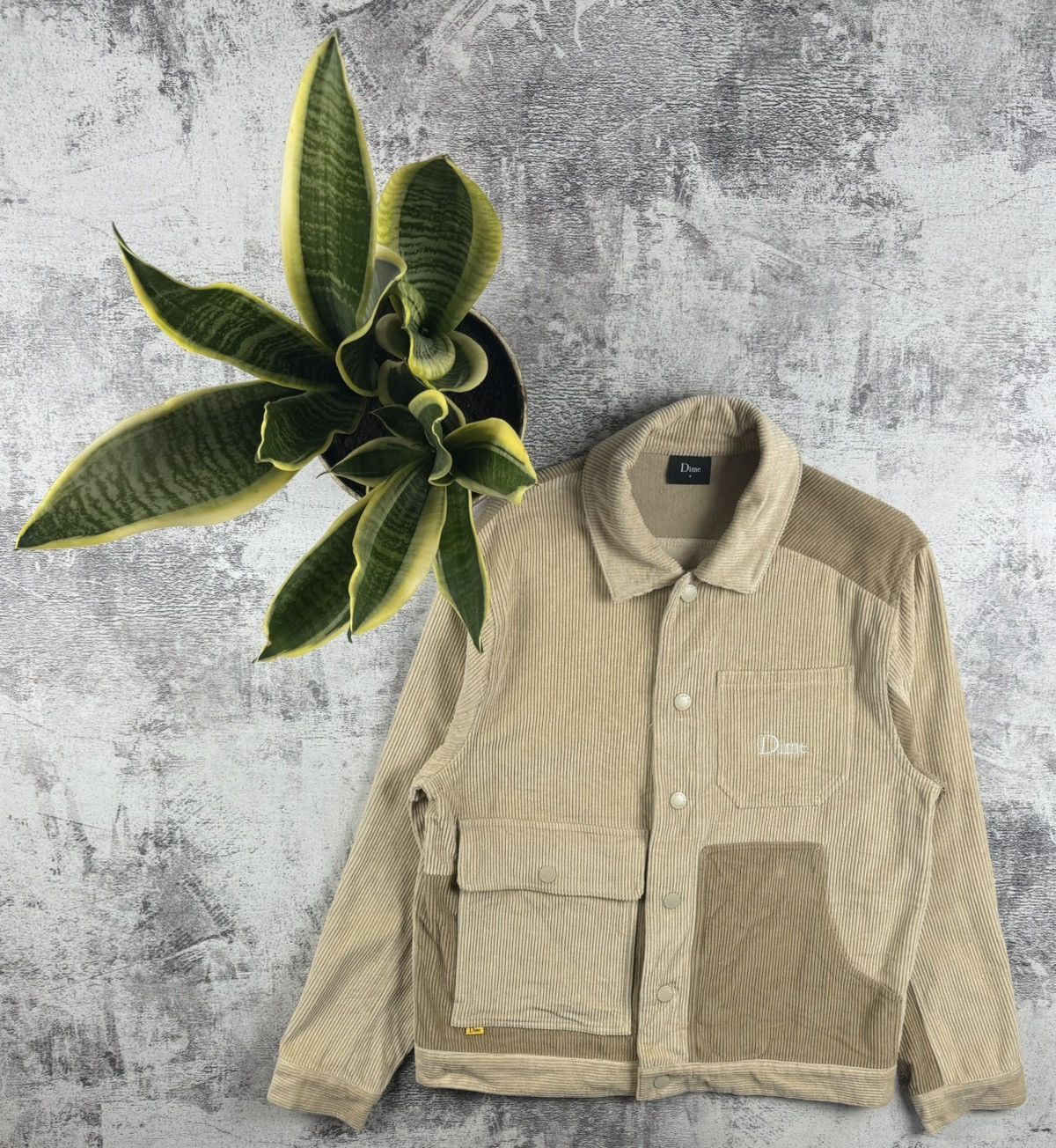 Dime Corduroy Velvet Cream Snap Hip Hop Bomber Light Jacket