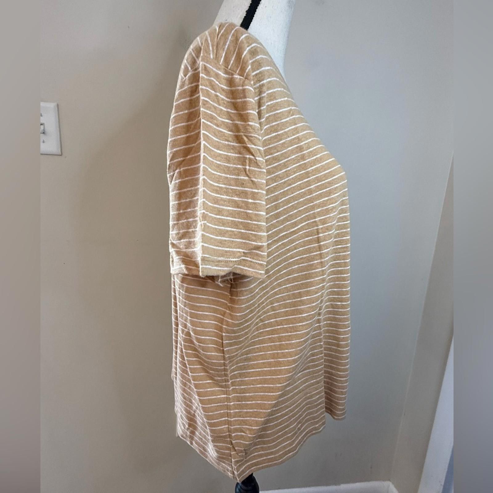 Other Banana Republic Factory linen blend tan white striped tee XL Size XL / US 12-14 / IT 48-50 - 2 Thumbnail