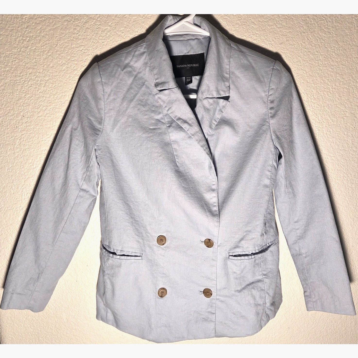 Banana Republic Banana Republic Light Blue Blazer - Size 00 - Petite Size XXS / US 00 / IT 34 - 2 Thumbnail