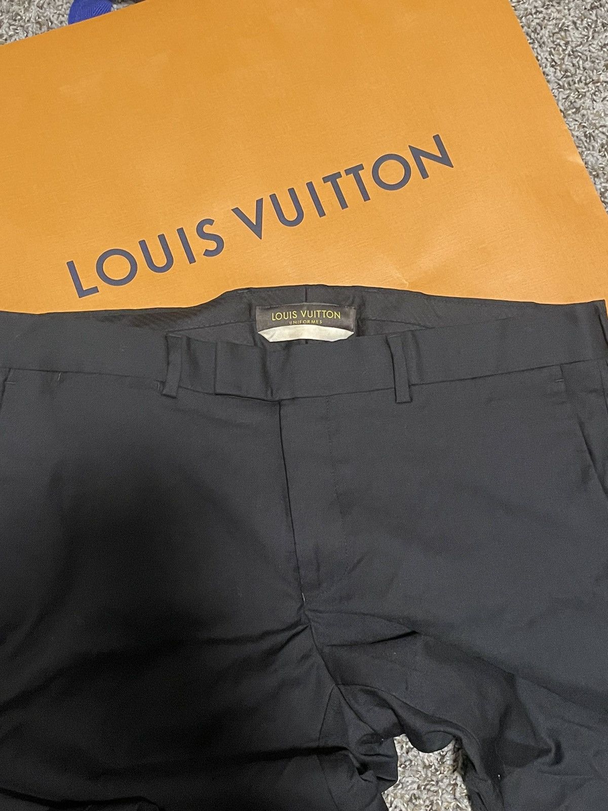 image of Archival Clothing x Louis Vuitton Black Trousers Wool Pants Cigarette Style 52, Men's (Size 35)