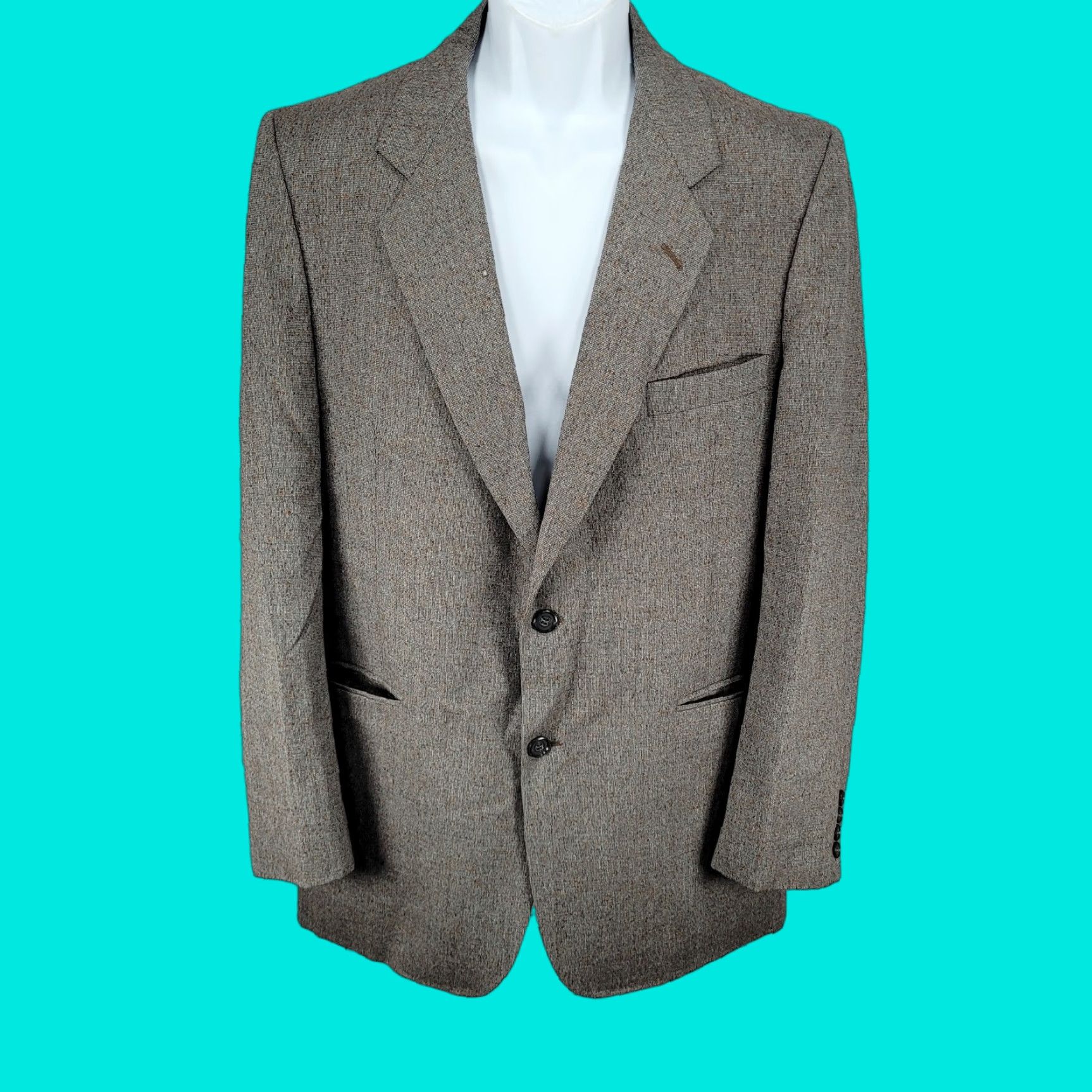 Pierre Cardin VTG Cardin Grey Brown Couture Collection Blazer Sport Coat 2 Button Notch USA 41 Mens Jacket Size 42R - 1 Thumbnail