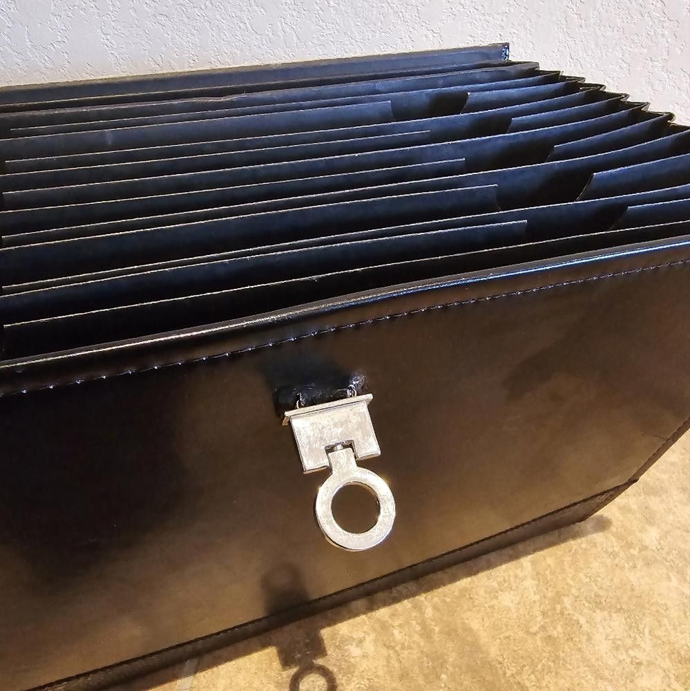 Designer Black Detailed Document File Box Tote Size ONE SIZE - 4 Thumbnail