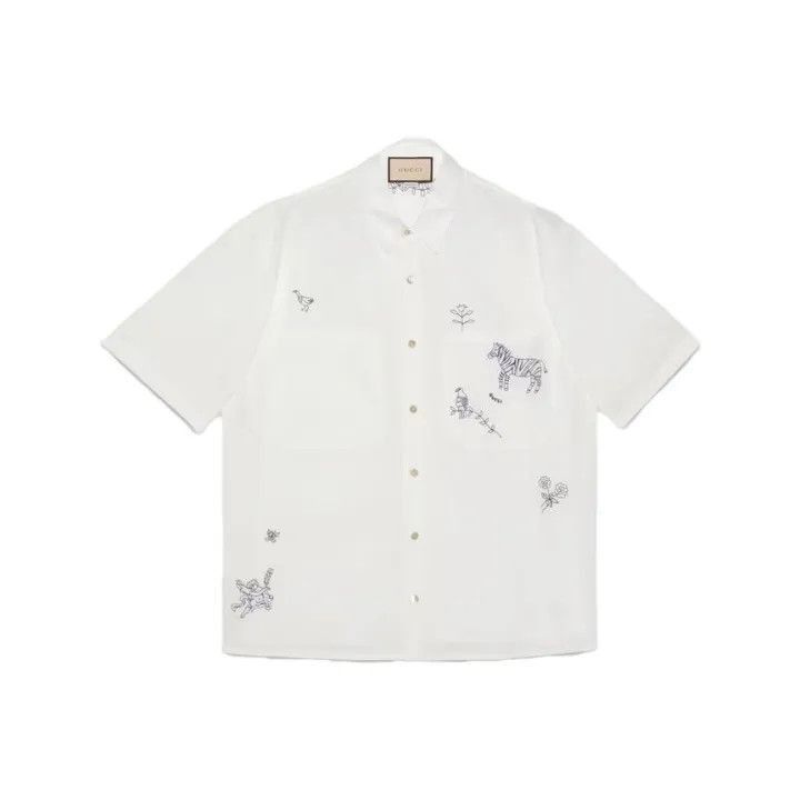 Gucci Gucci Gucci Animal Pattern Embroidered Short Sleeve Shirt Size US M / EU 48-50 / 2 - 1 Thumbnail