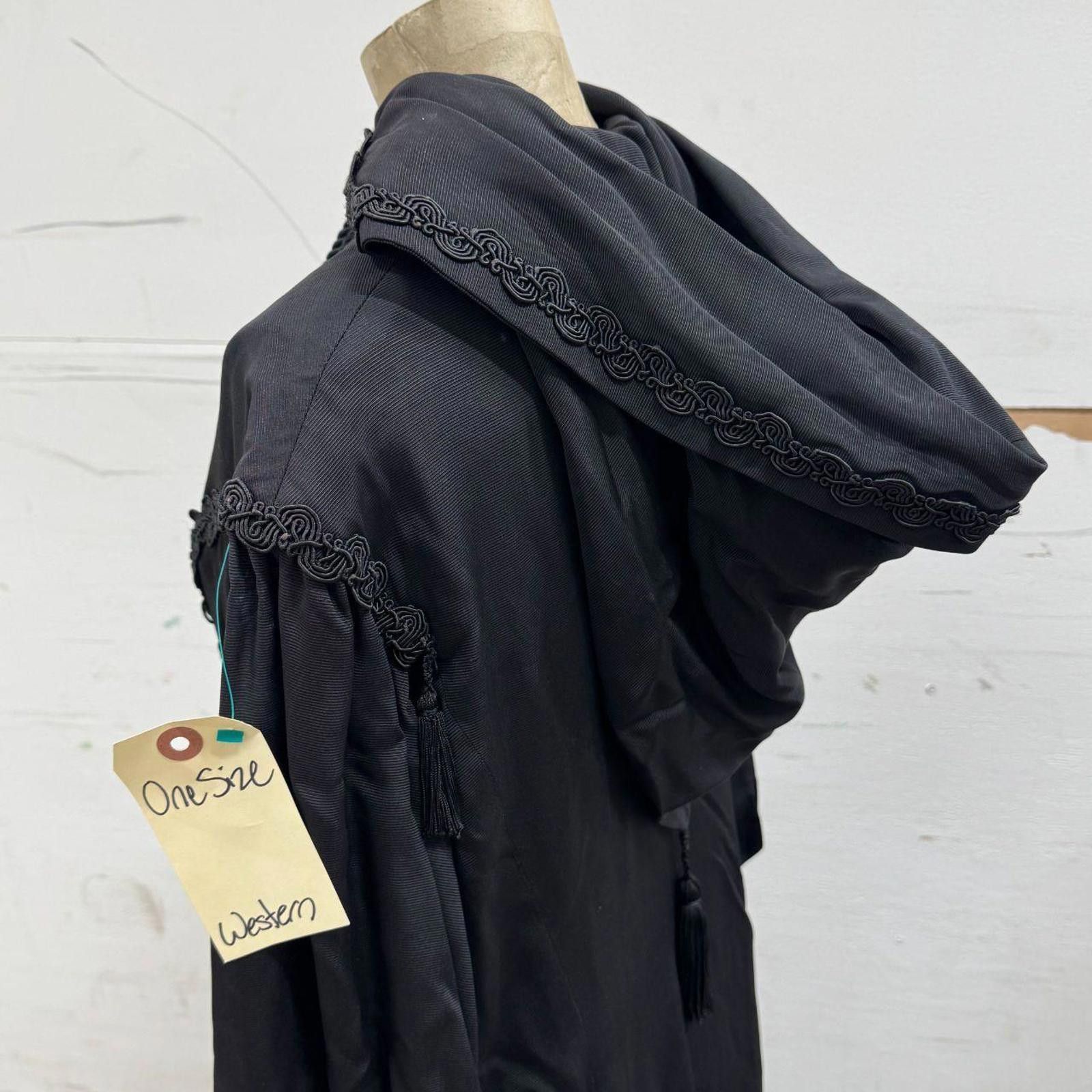 Other Vintage 50s Black Hooded Victorian Style Cloak Trench Coat Size S / US 4 / IT 40 - 5 Thumbnail