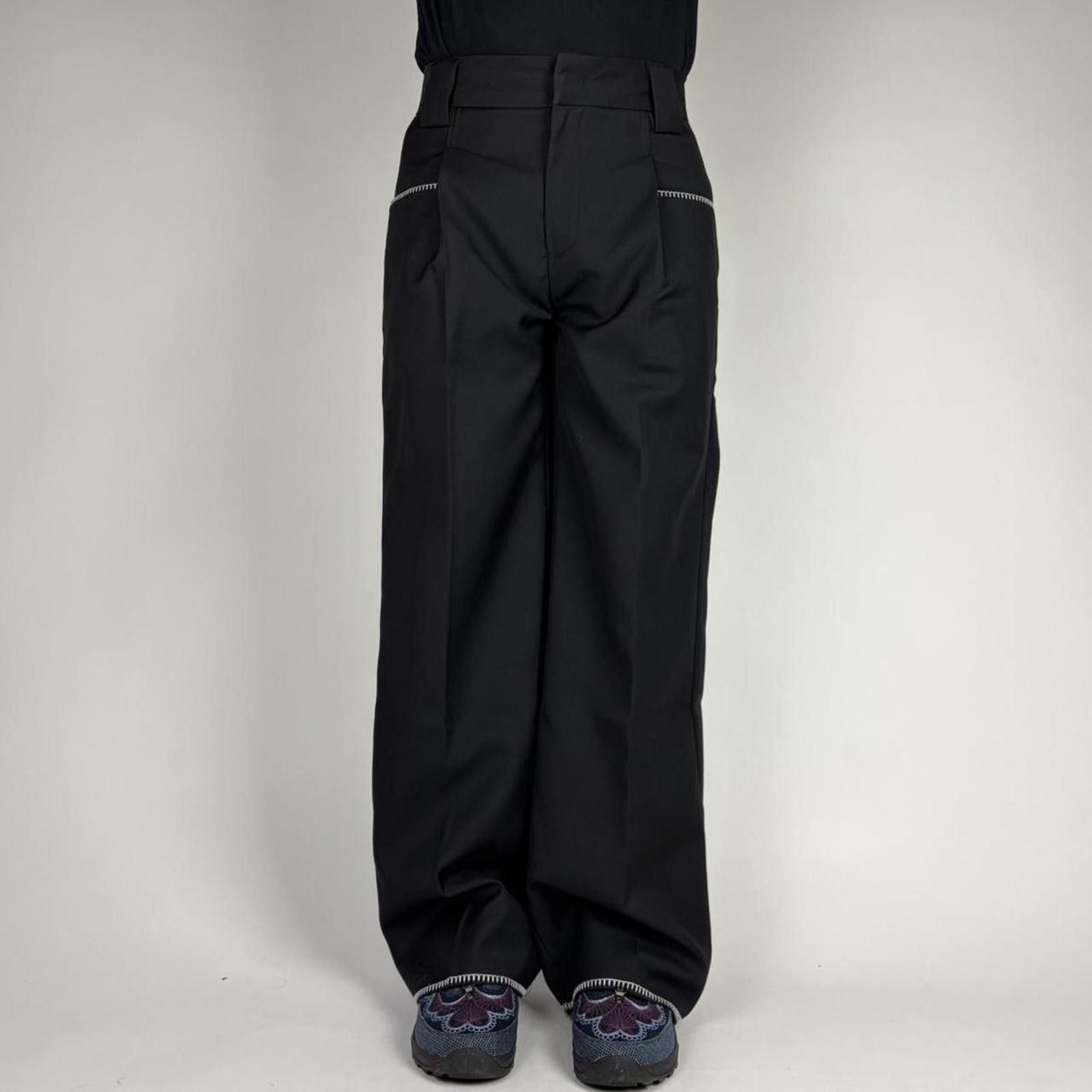 Other Black Wide Leg Pocket Stitch Trousers Size US 33 - 1 Thumbnail