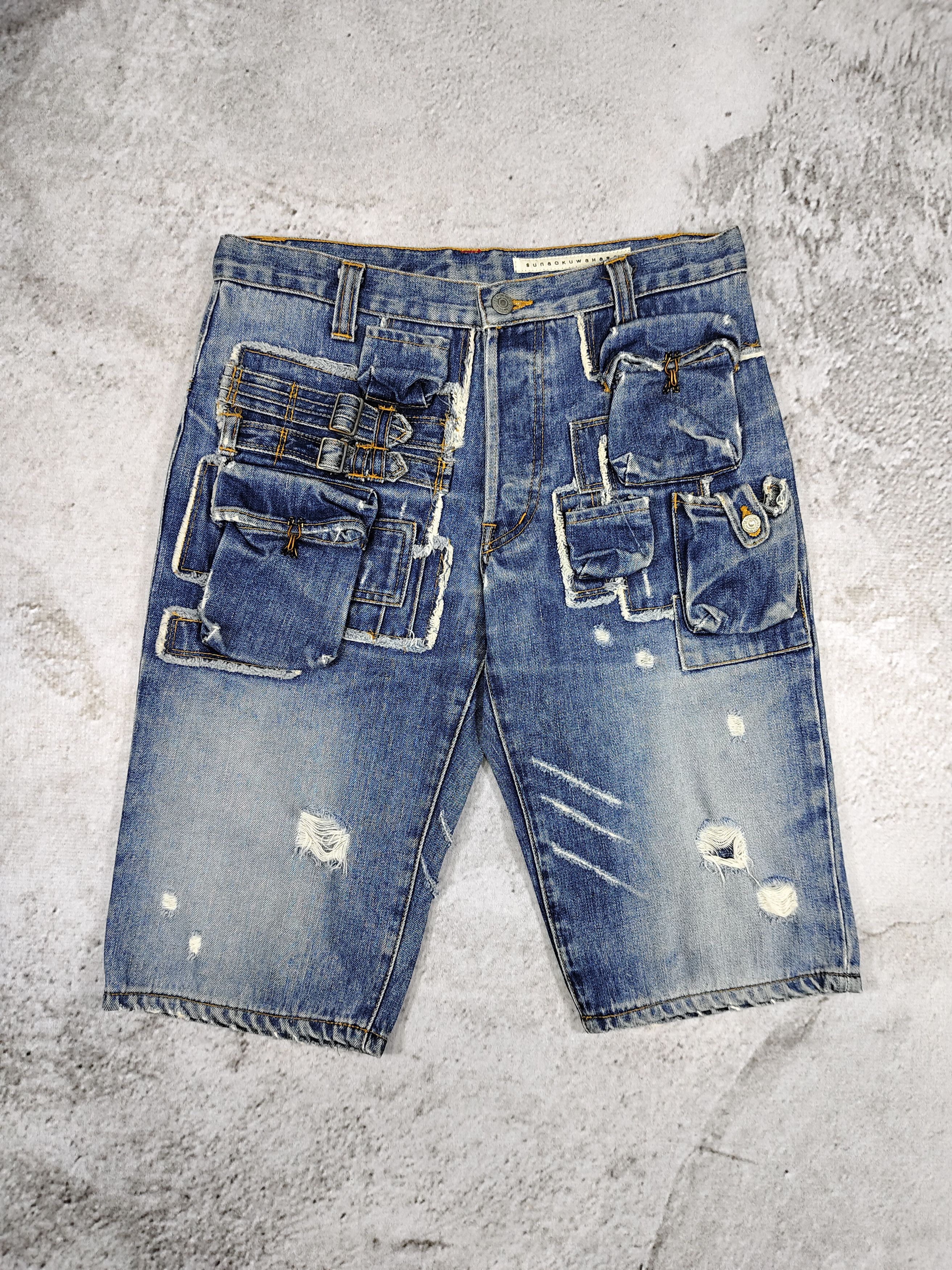 Issey Miyake 00s Sunao Kuwahara- Archive Multipocket Utility Distressed Size US 31 - 1 Thumbnail