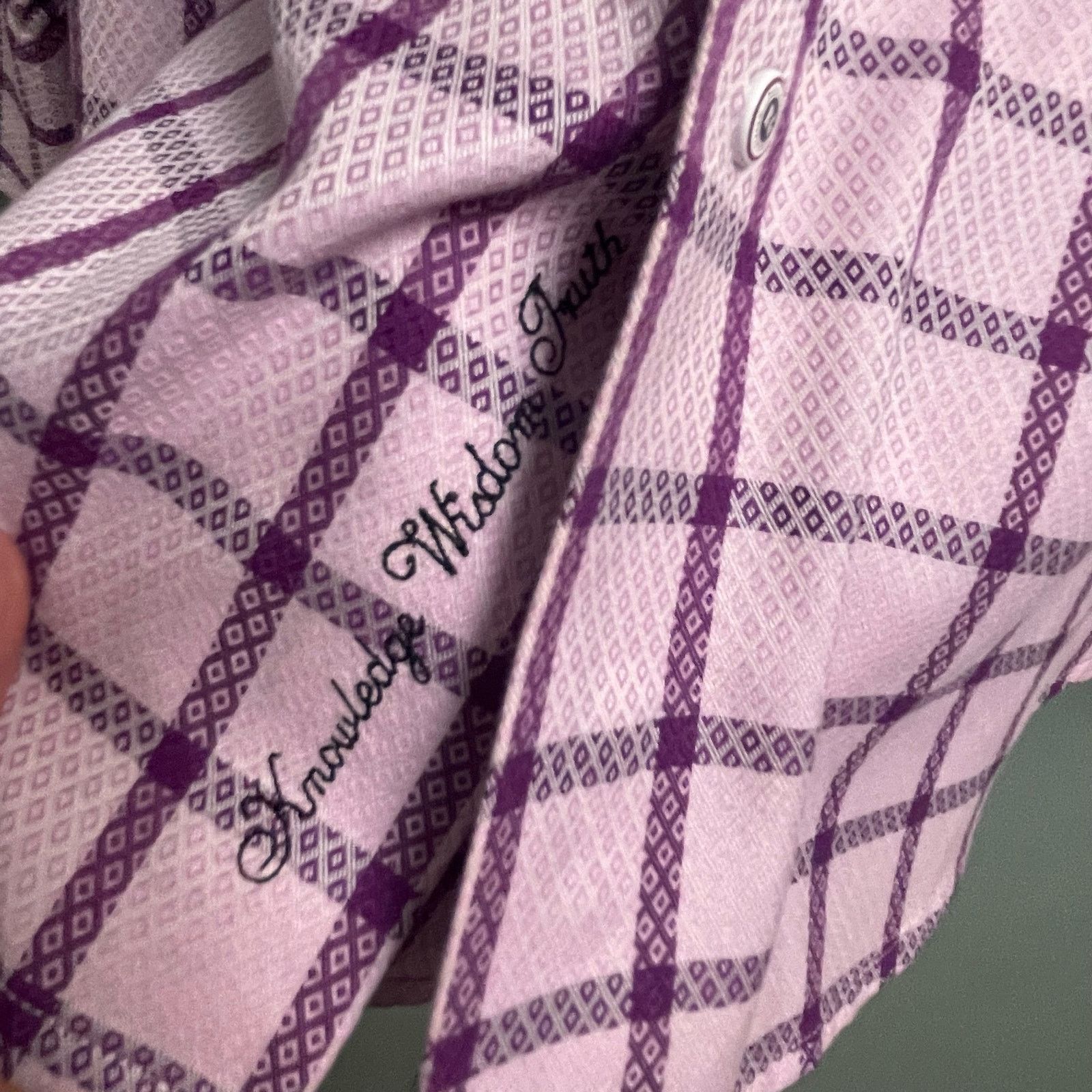 Robert Graham Robert Graham Button Down Flip Cuffs Sz Medium Purple Plaid Size US M / EU 48-50 / 2 - 6 Thumbnail