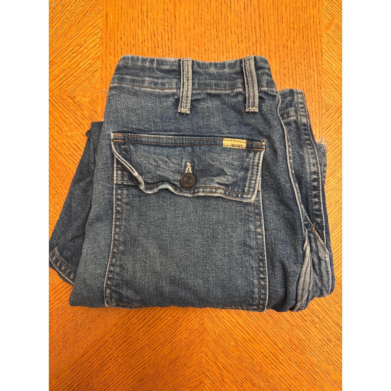 MOTHER Mother Superior Patch Pocket Zip Private Ankle Fray Jeans 30 Size 30" / US 8 / IT 44 - 4 Thumbnail