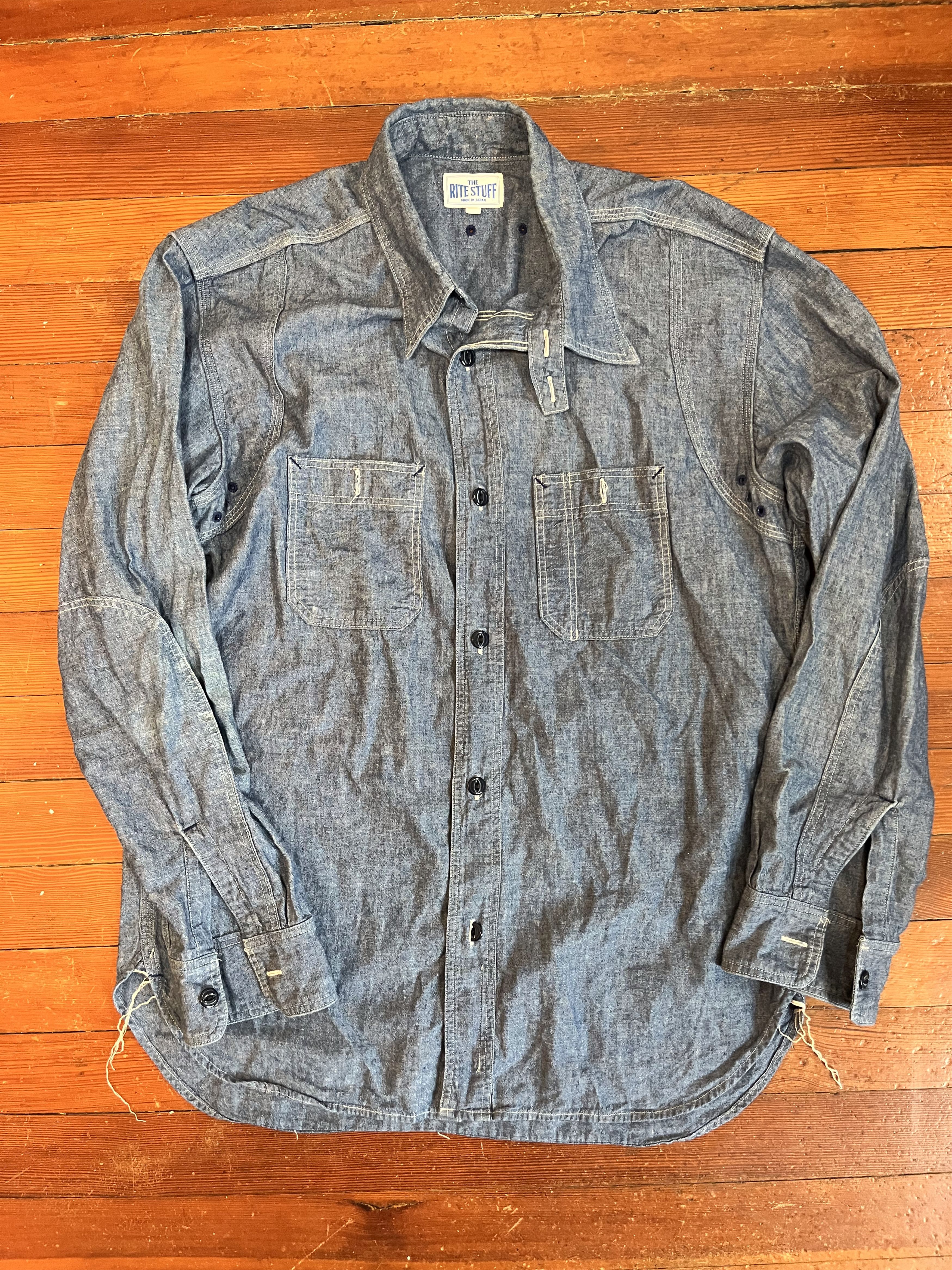 The Rite Stuff Indigo Chambray Work Shirt Size US L / EU 52-54 / 3 - 1 Thumbnail
