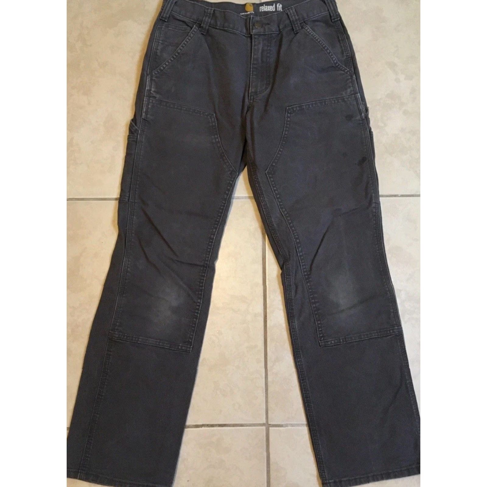 Carhartt VINTAGE Carhartt Faded Distress Double Knee Pants 30 Biker Skate Trucker Grunge 90s Size US 30 / EU 46 - 2 Thumbnail