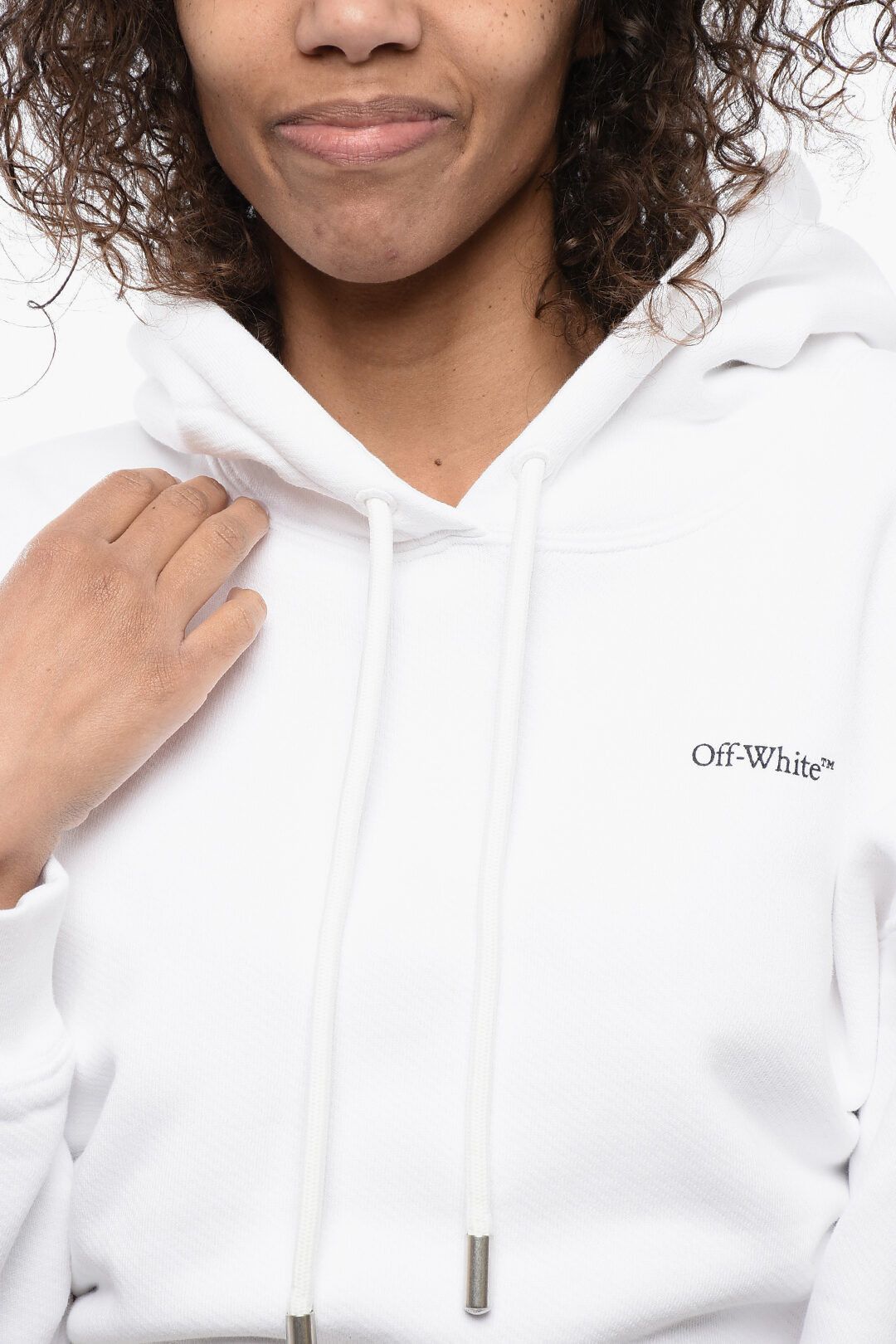 Off-White og1mm1125 Printed Cropped Hoodie in White Size S / US 4 / IT 40 - 4 Thumbnail