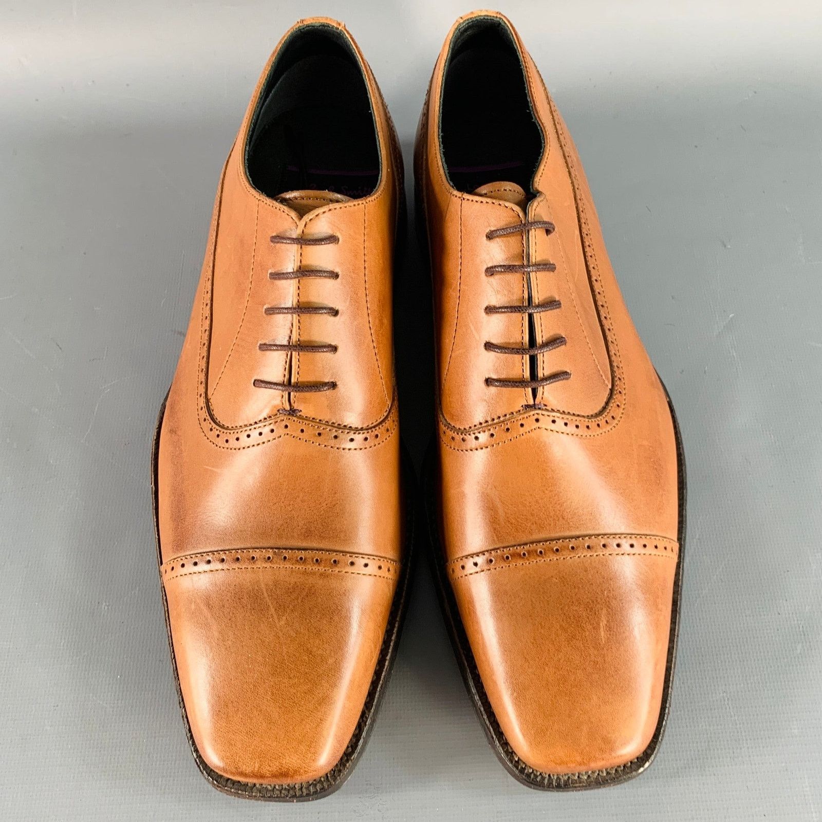 Paul Smith Size 8 Tan Perforated Leather Oxford Cap Toe Lace-Up Shoes Size US 8 / EU 41 - 4 Thumbnail
