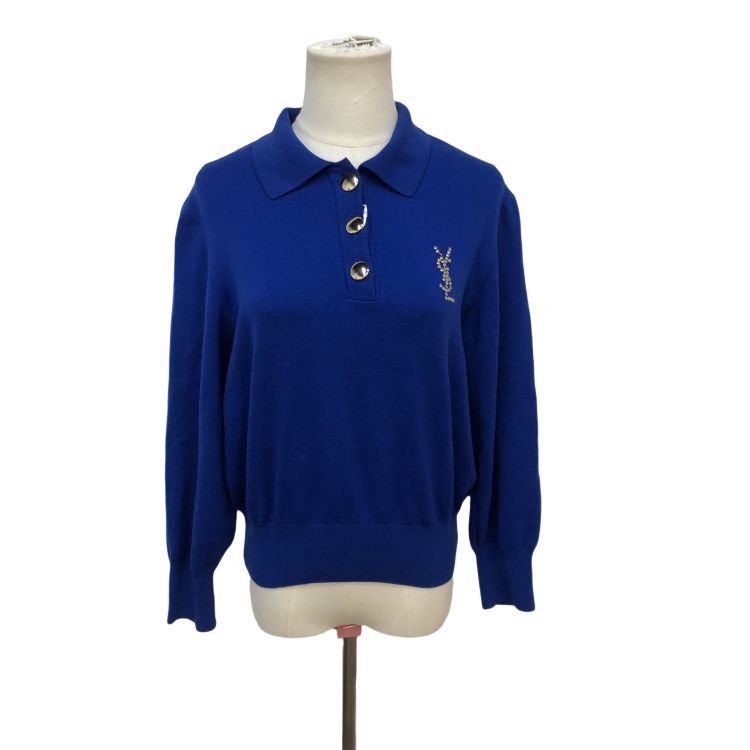 Saint Laurent Paris Saint Laurent Logo Knit Polo Shirt Size M Size US M / EU 48-50 / 2 - 1 Thumbnail