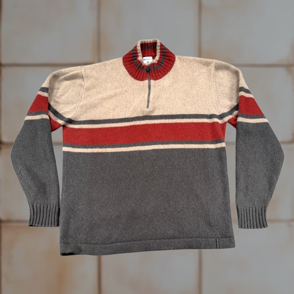 Vintage Columbia Sweater Adult LARGE Gray Brown Burnt Orange Wool Blend Quarter Zip Size US L / EU 52-54 / 3 - 1 Thumbnail