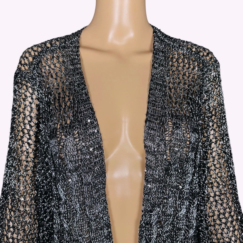 Other NWT New Lauren Michelle Silver Sparkle Cable Knit Cardigan Size 3XL / US 20-22 - 2 Thumbnail