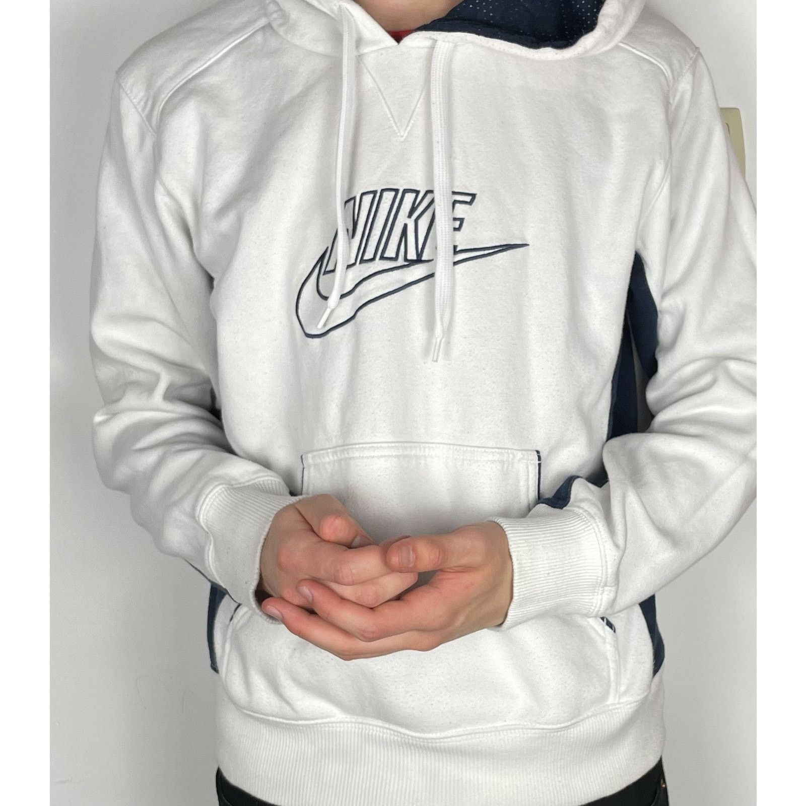 Nike × Vintage Vintage Nike Men's White Spellout Fleece Lined Hoodie Small Size US S / EU 44-46 / 1 - 2 Thumbnail