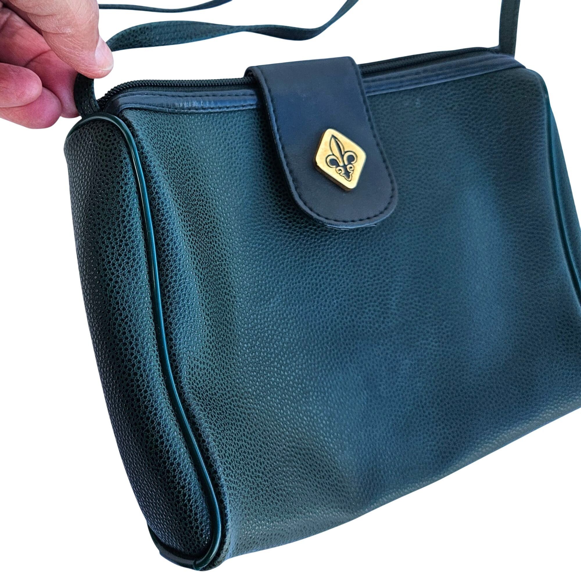 Vintage Vintage 1970s 1980s Faux Leather Handbag Purse Crossbody Gre Size ONE SIZE - 2 Thumbnail