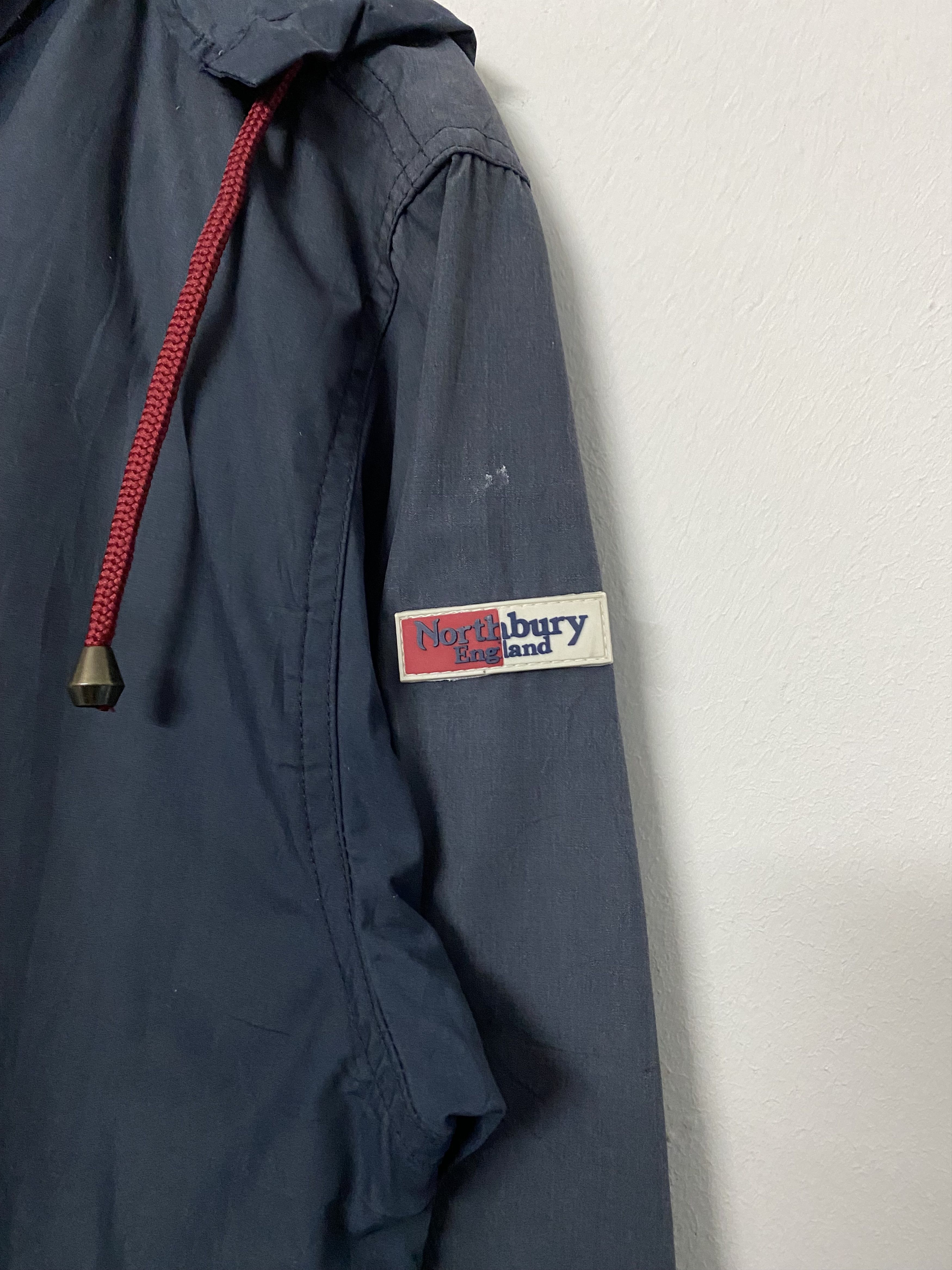 Vintage Vintage Northbury England Navy Hooded Windbreaker Jacket Size US L / EU 52-54 / 3 - 3 Thumbnail